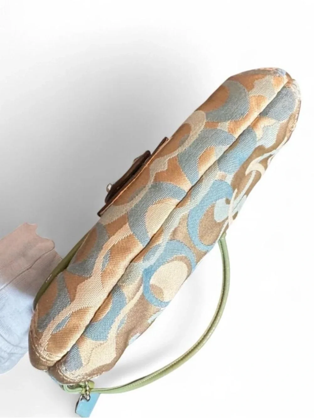 rare vintage coach legacy signature jacquard turnlock flap wristlet 💫🩵💚 - Picture 4 of 8